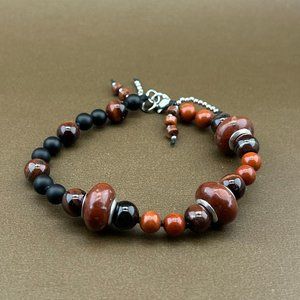Women Mixed Gemstone Bracelet-Hand Knotted Bracelet-Chunky Unisex Bracelet